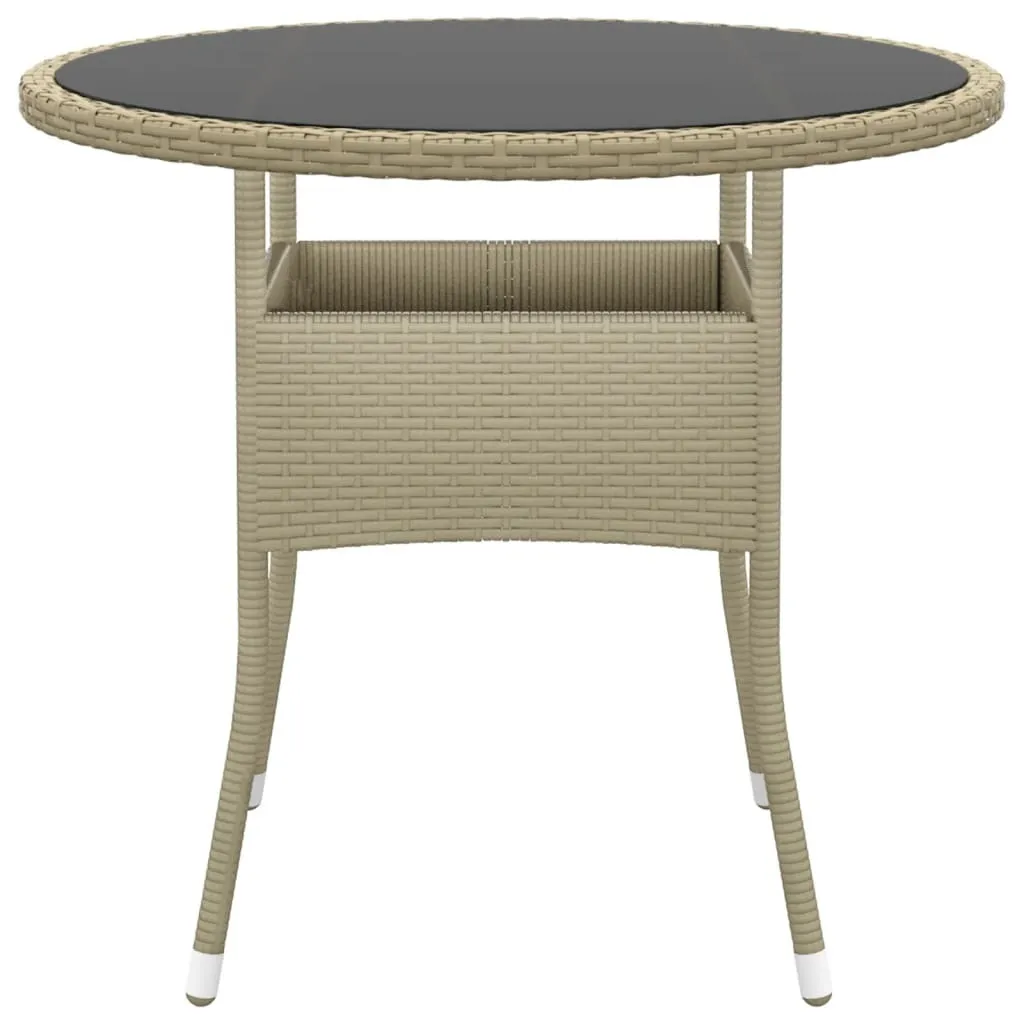 vidaXL Tavolo Esterno Ø80 cm: Struttura Acciaio e Poly Rattan Beige - 3