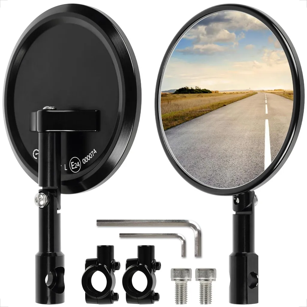 Rétroviseurs de guidon ronds pour moto et quad 22mm avec vue panoramique