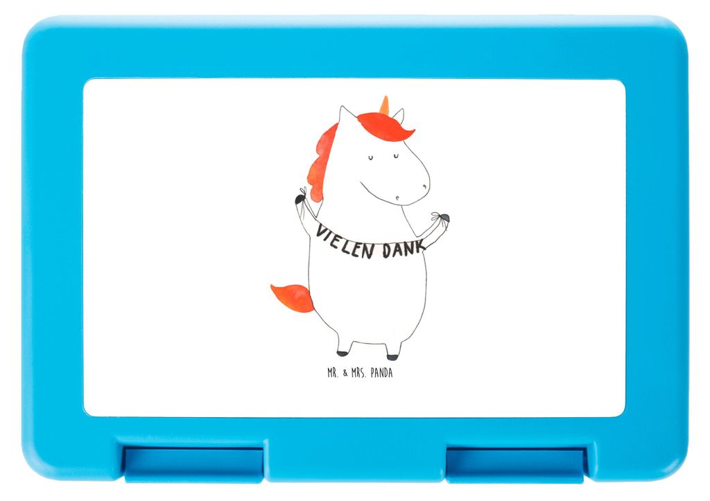 Mr. & Mrs. Panda Lunchbox Einhorn Dankeschön - Weiß - Geschenk, Einhörner, Brot Aufbewahrungsbox, Frischhaltedose, Unicorn, Danke, Vielen Dank, ...