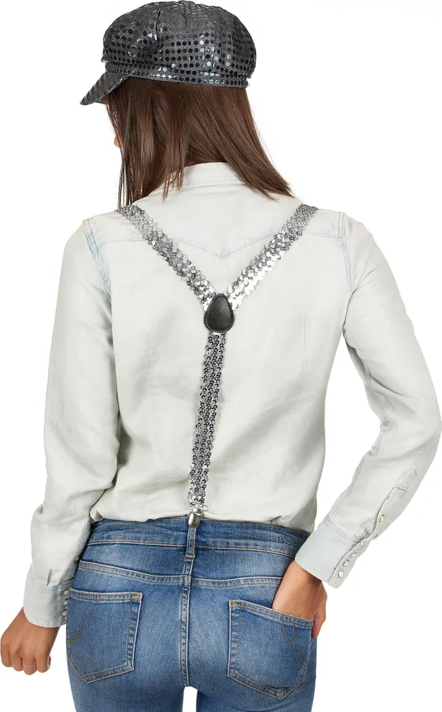 Bretelle in paillettes argento - taglia unica - 2