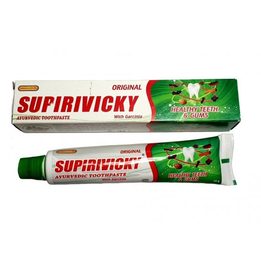 A toothpaste box and tube are shown against a white background.