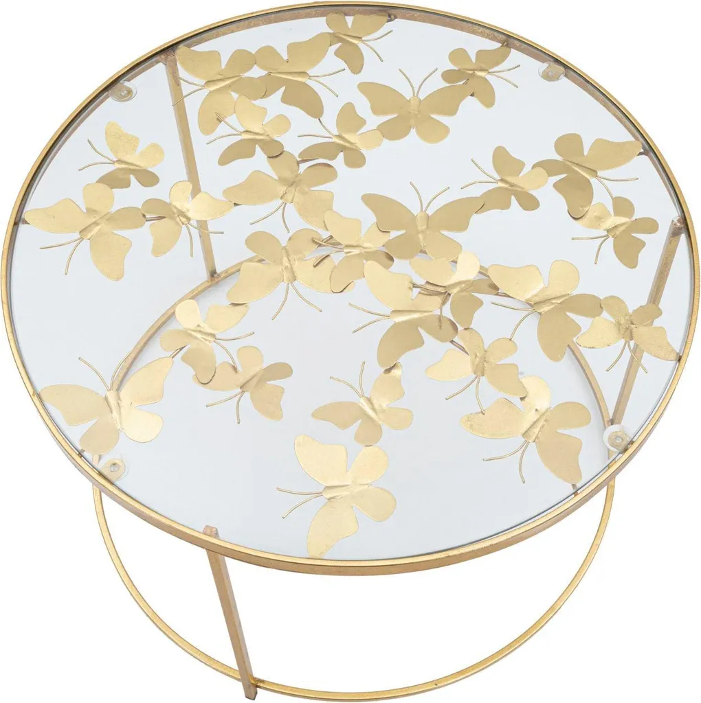 Table Basse Dorée Papillons 60cm en Métal : Design Élégant et Aérien