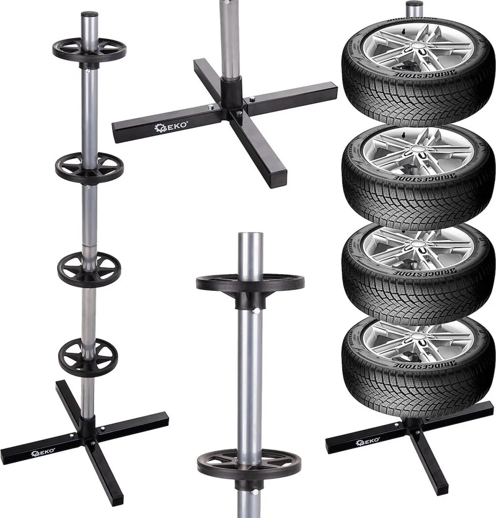 Range-pneus mural robuste pour 4 roues de voiture capacité max 100kg noir