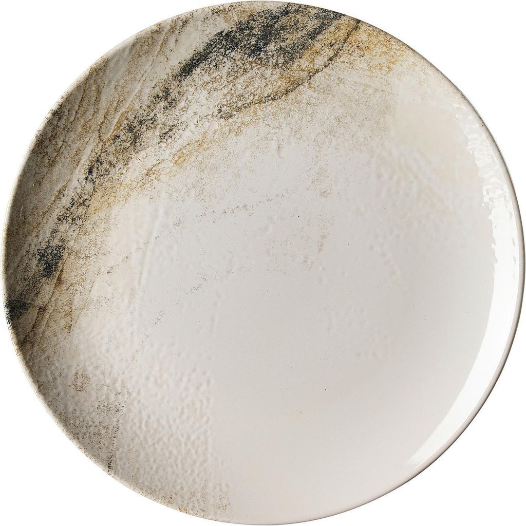 Piatto fondo - Ø 26 cm - Bianco - Marrone - Gres Immagine del prodotto 