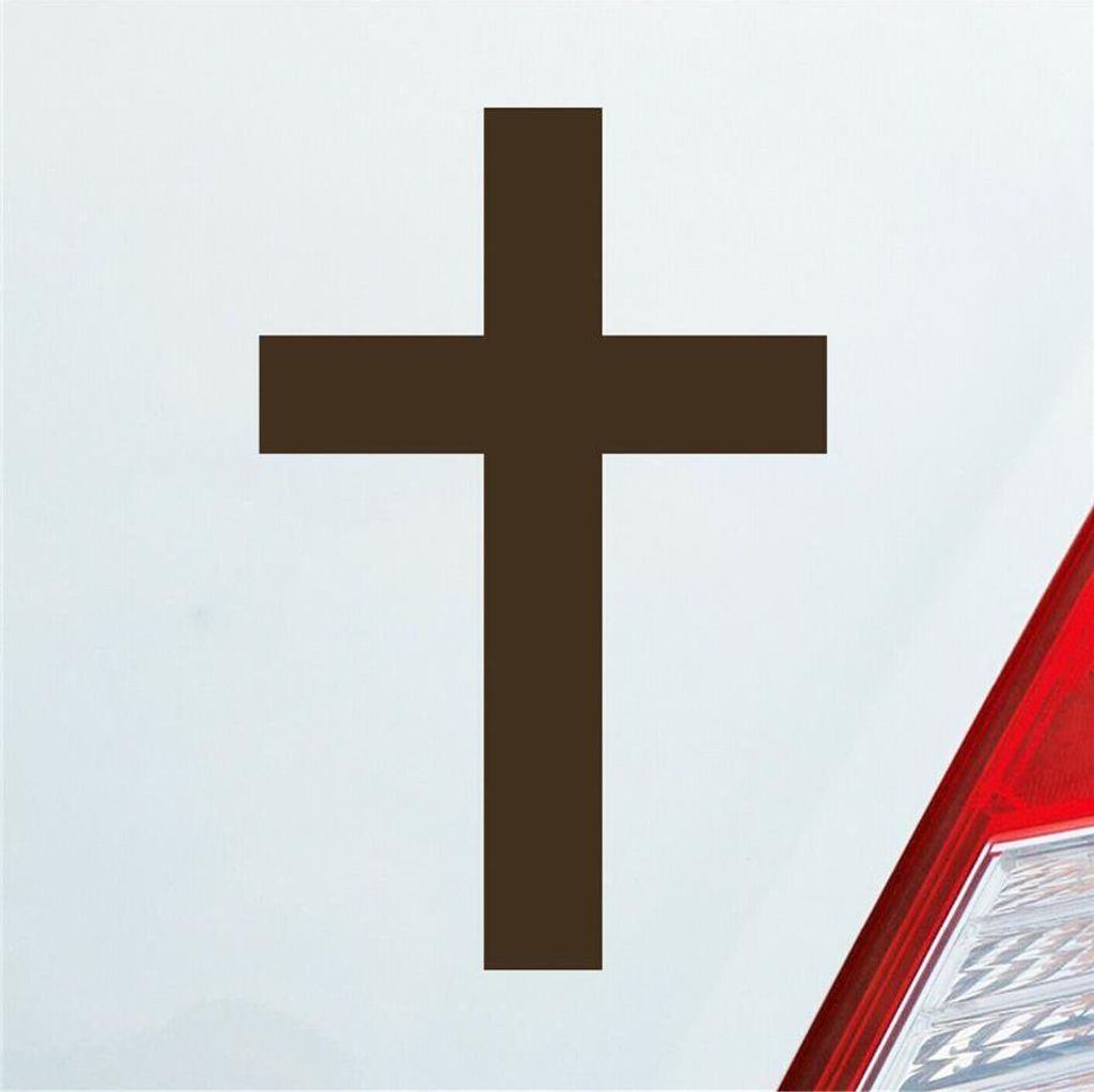 Auto Aufkleber Kreuz Kirche Church Kruzifix Crucifix Glaube 6x10 cm Braun Sticker Heckscheibenaufkleber