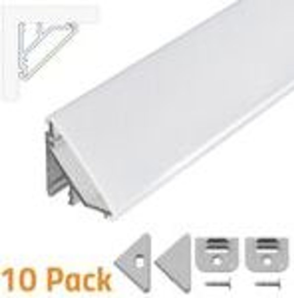 BROLLUX Profi LED Profil V24, Set 10x100cm, Eckprofil 45° Aluminium für LEDs Strip als Streifen Lichtleiste