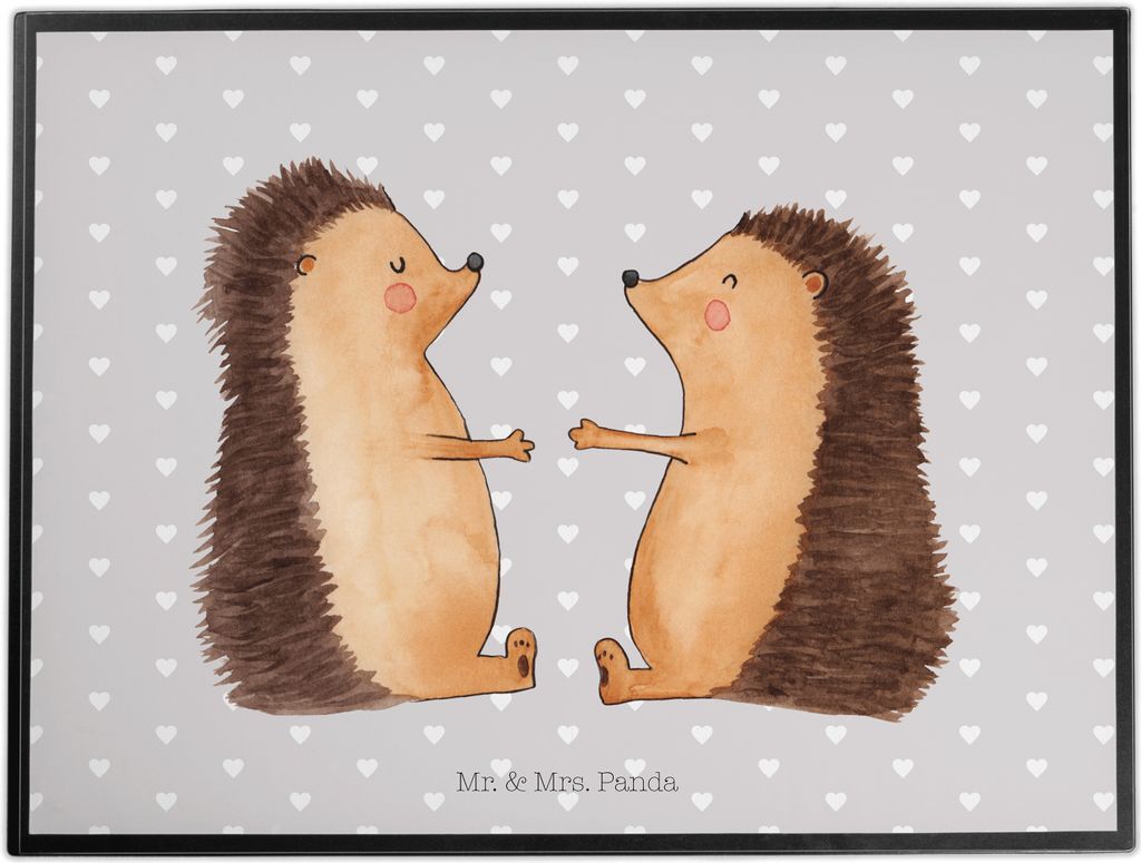 Mr. & Mrs. Panda schreibtischunterlage Igel Liebe - Grau Pastell - Geschenk, Zeichenunterlage, schreibtischunterlagen, bastelmatte, Verlobung, Freu...