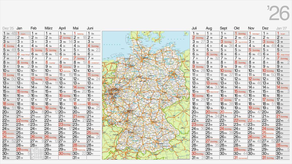 rido/idé 7033680006 | Plakatkalender 2026 | 1140×640 mm