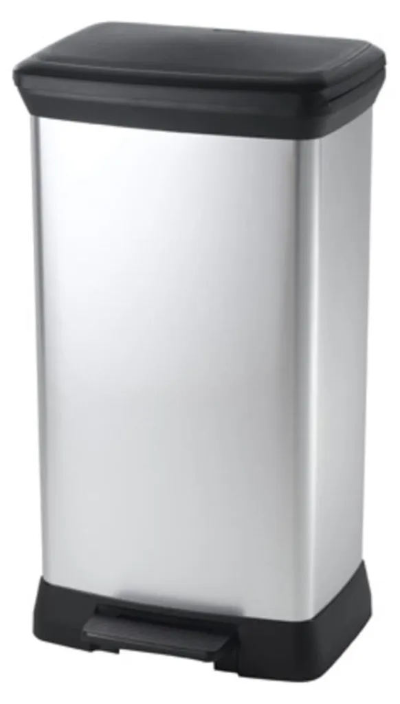 Poubelle 50L Curver Deco idéale pour cuisine familiale moderne argentée