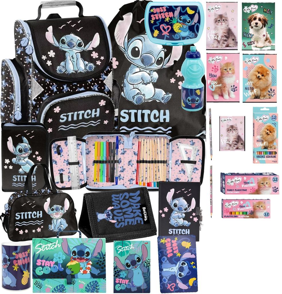 22tlg Lilo und stitch Schulranzen set Rucksack Federtasche Produktbild 