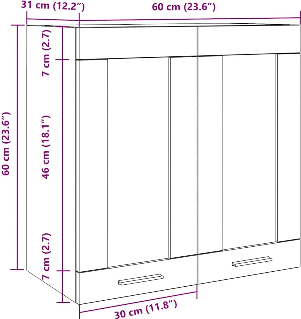 Pensile da Cucina Lyon Rovere Artisan 60cm: Eleganza con Vetro - 9