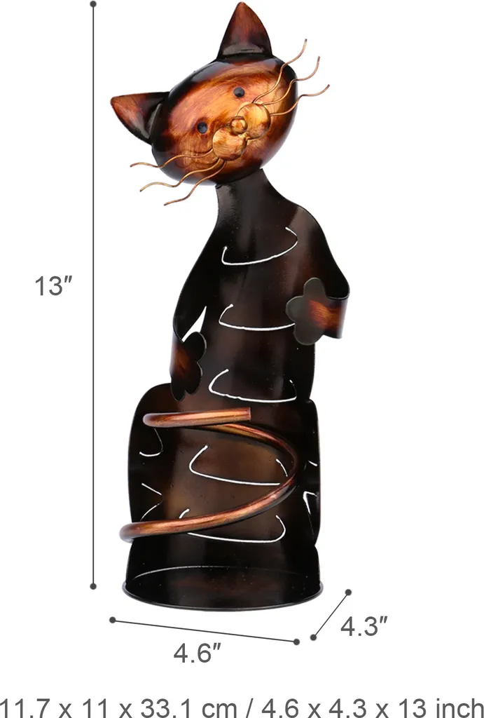 Support bouteille de vin chat pour table - Décoration cuisine moderne - 2