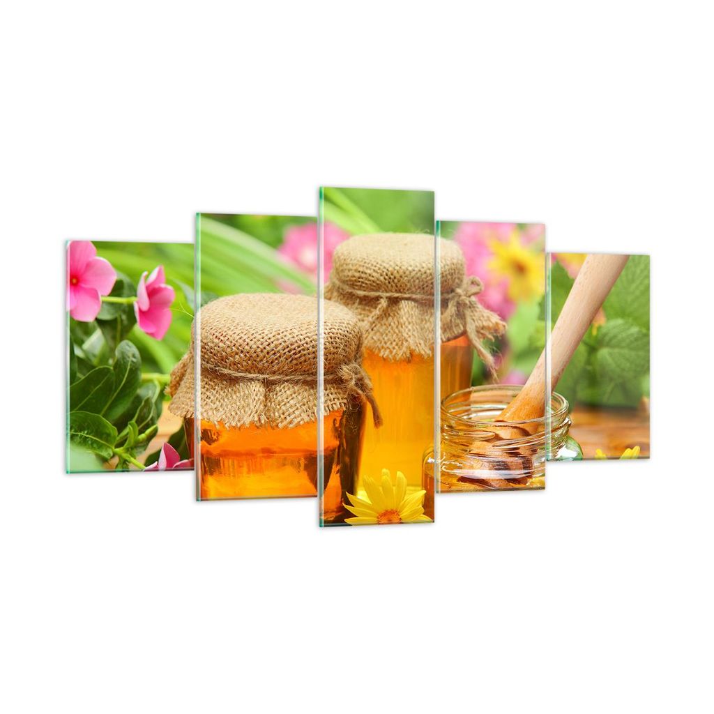 Bilder auf glas - Honig Glas Glas Vitamin - 160x85cm - Glasbilder - Wandbilder - Kunstdruck - zum Aufhängen bereit - Wanddekoration aus Glas - Gla...