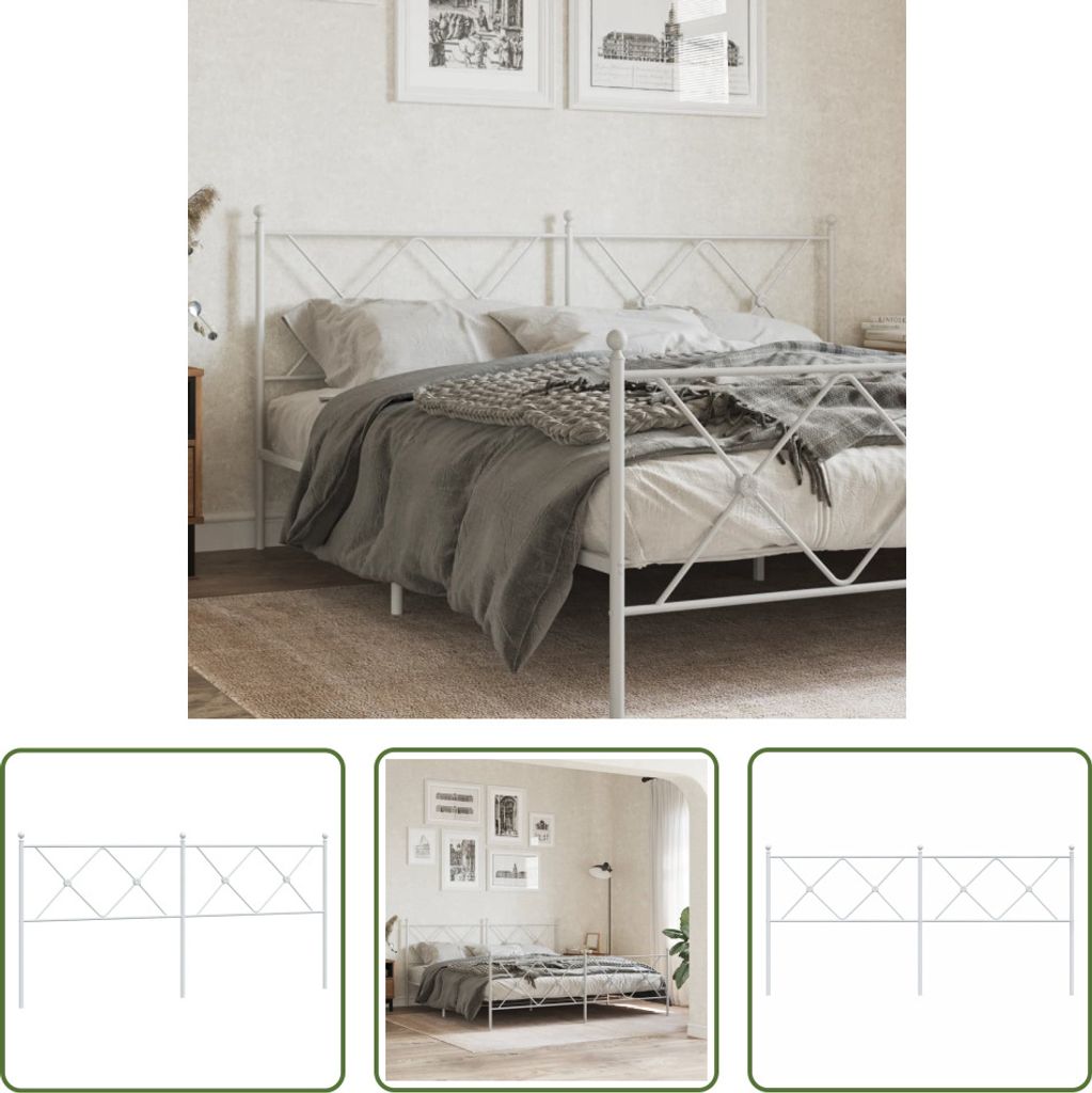 The Living Store Kopfteil Metall Weiß 180 cm