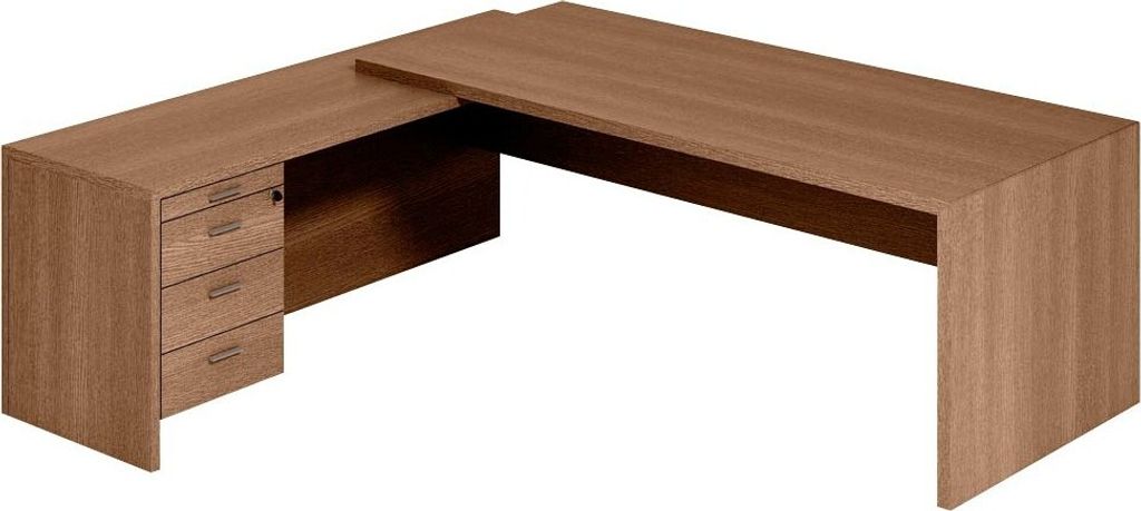 Quadrifoglio T45 Schreibtisch nussbaum L-Form Wangen-Gestell nussbaum 220,0 x 194,0 cm