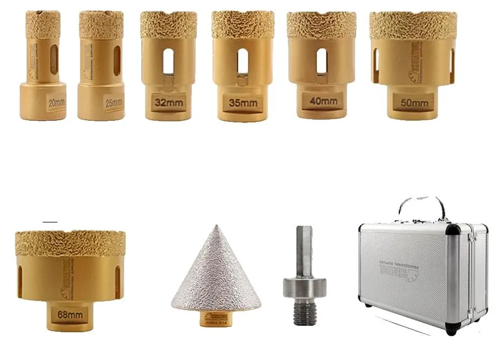 Jeu de 8 Forets Diamantés M14 avec Mallette Alu pour Meuleuse Angle