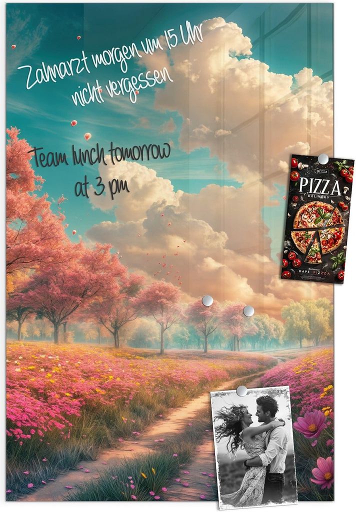 Magnettafel 40x60cm Pinnwand Whiteboard beschreibbar - Blühender Weg