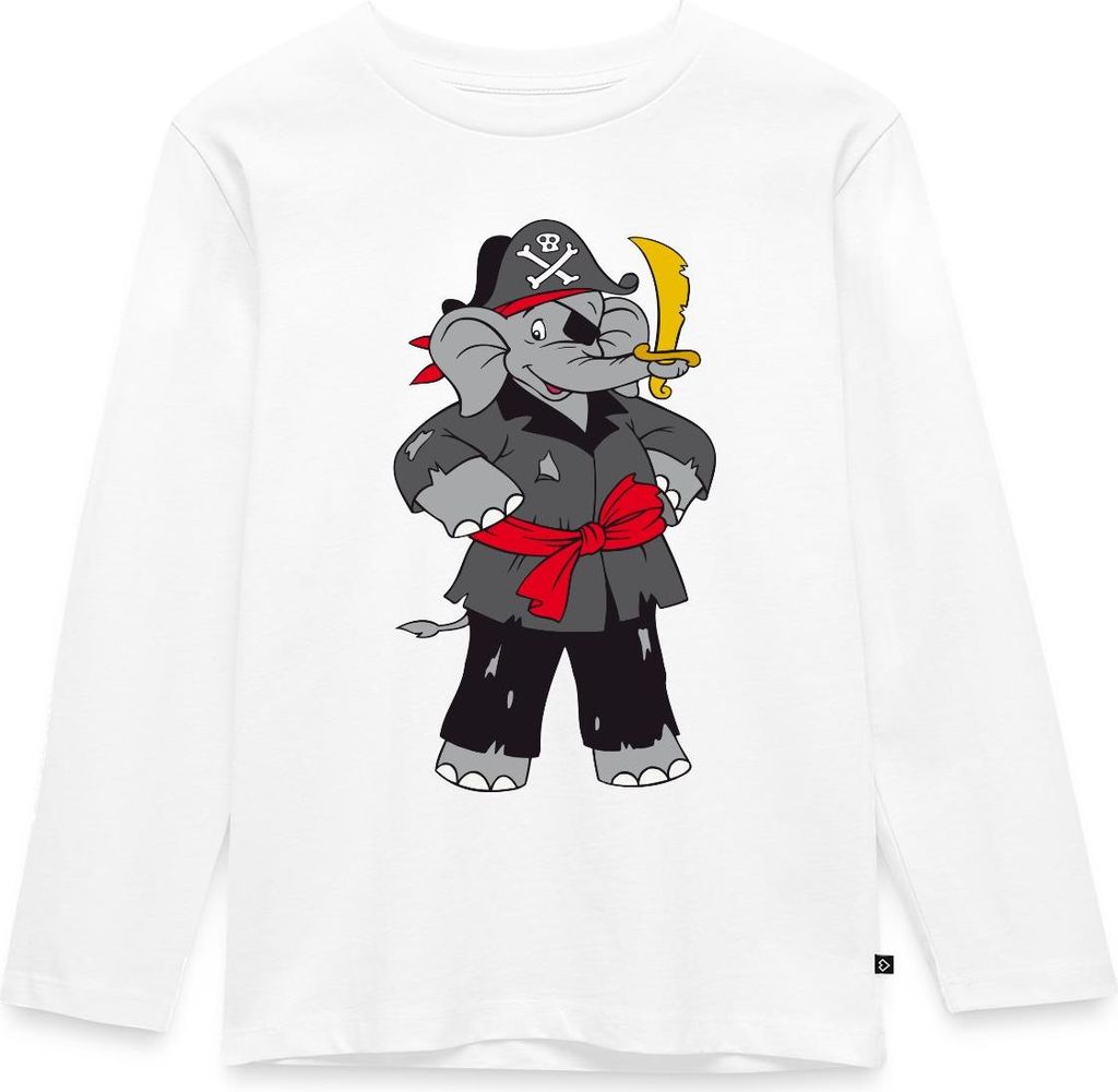 Spreadshirt Benjamin Blümchen Als Pirat Kinder Premium Langarmshirt, 110/116 (4 Jahre), Weiß