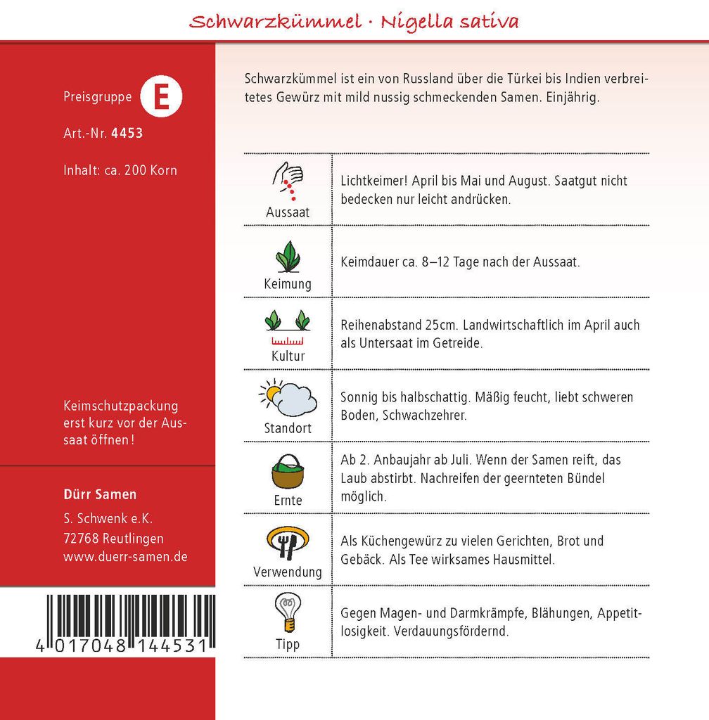 Schwarzkümmel | Kümmelsamen von Dürr Samen | Kaufland.de