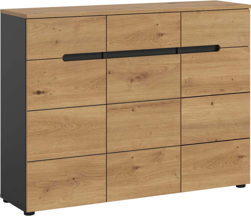 Canu Schuhschrank 3 Türen, 3 Schubladen Eiche Nachbildung, Produktbild 