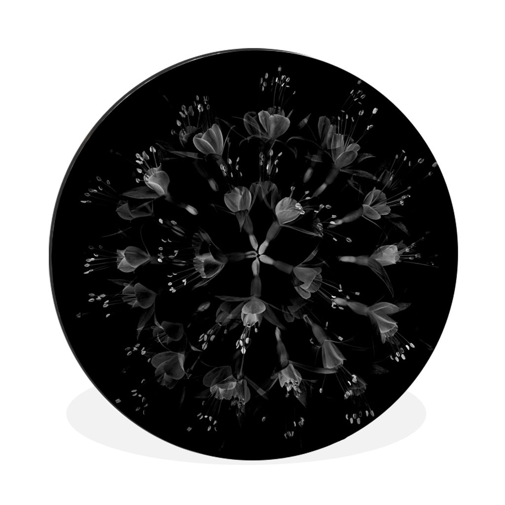 MuchoWow Aluminium Wandkreis Blume - Lila - Blau - Makro - Schwarz Ø 30 cm Wanddeko Modern Wohnzimmer - Wand Bild - Wohnzimmer - Runde Bilder - ...