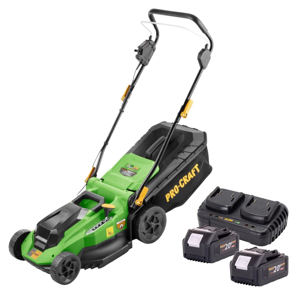 Procraft PLM21bb Akku Rasenmäher 40 V ( 2x 20 V ) 380 mm Brushless + 2x Akku 4,0 Ah + Ladegerät