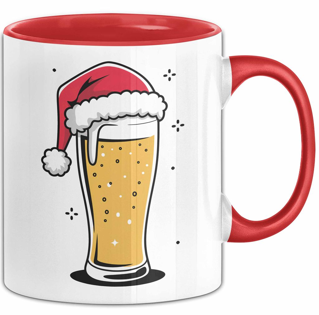 Bier Weihnachtsfeier Tasse Geschenk Lustige Geschenkidee Spruch (Rot)