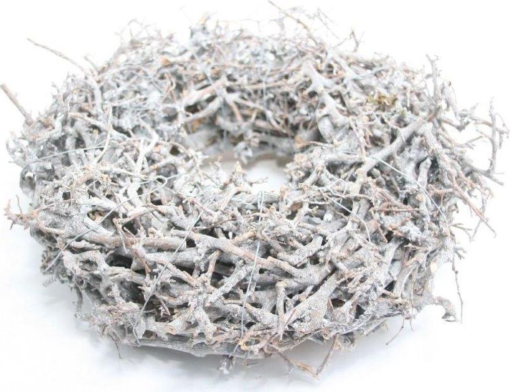 DBT Weihnachtskranz Bonsai-Kranz Bonsai – Holz – Mattiert – Weiß – D45 cm