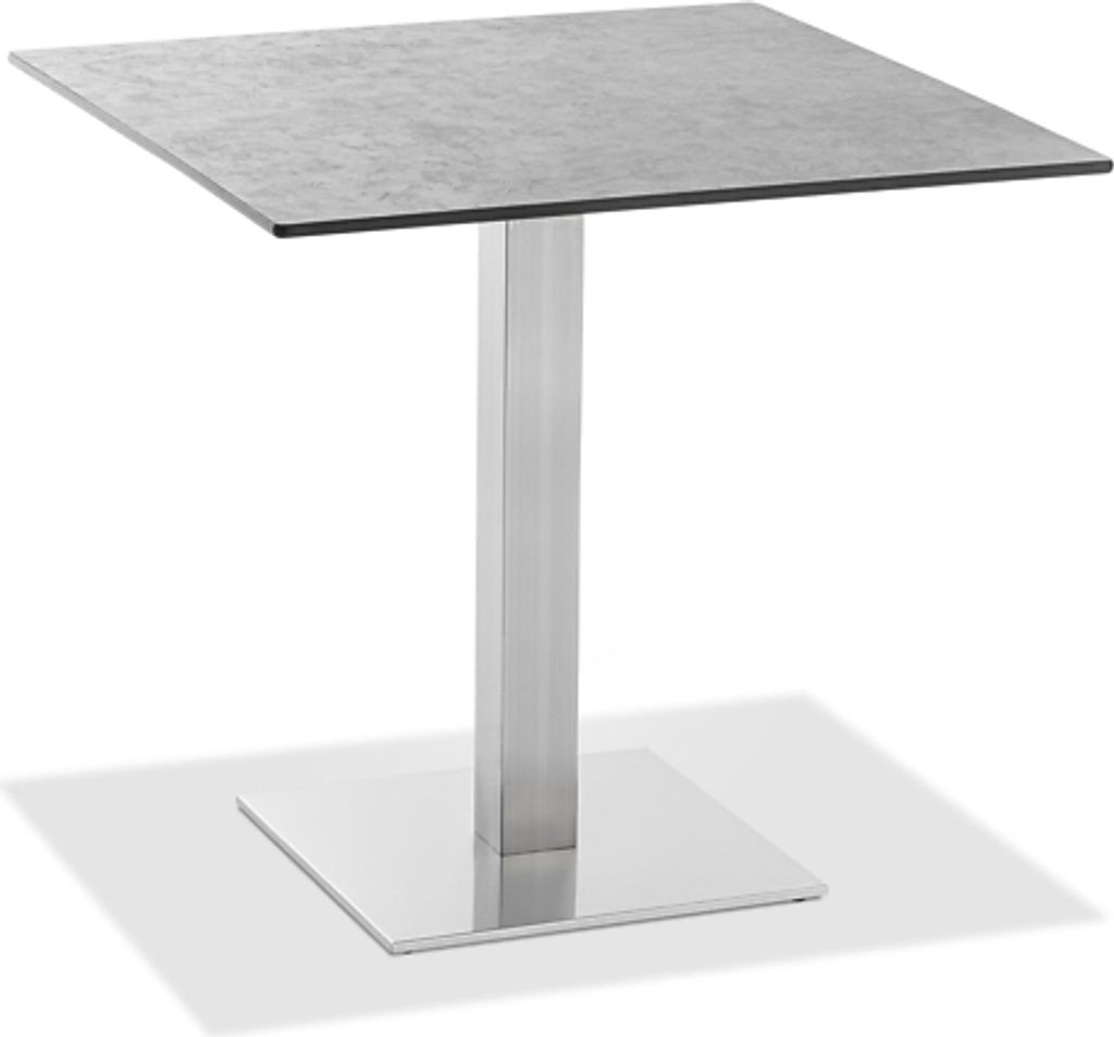 Gartentisch Bistrox 95x95 Tischplatte HPL Zement Gestell Edelstahl Gebürstet
