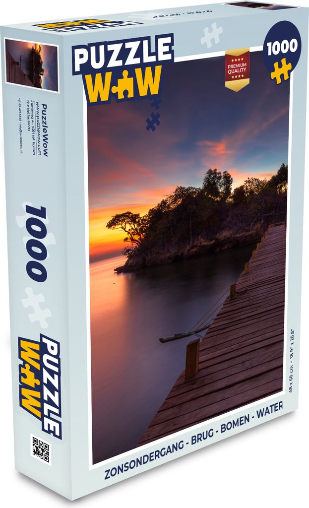 MuchoWow Puzzle 1000 Teile Sonnenuntergang - Brücke - Bäume - Wasser - Insel - Spielzeug - Alt und Jung - Spiele - Puzzeln