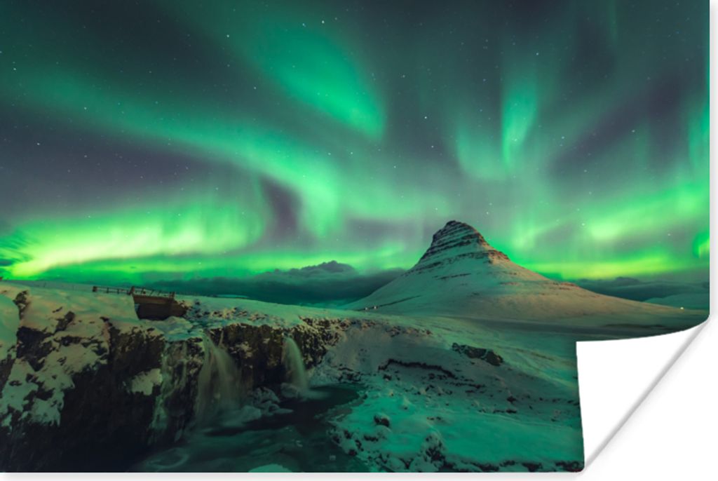MuchoWow Poster Nordlichter - Berge - Norwegen 60x40 cm - Schlafzimmerdekoration