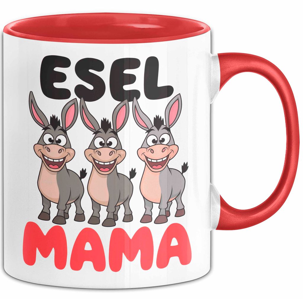 Esel Mama Tasse Geschenk Lustige Geschenkidee Spruch Esel Mama (Rot)