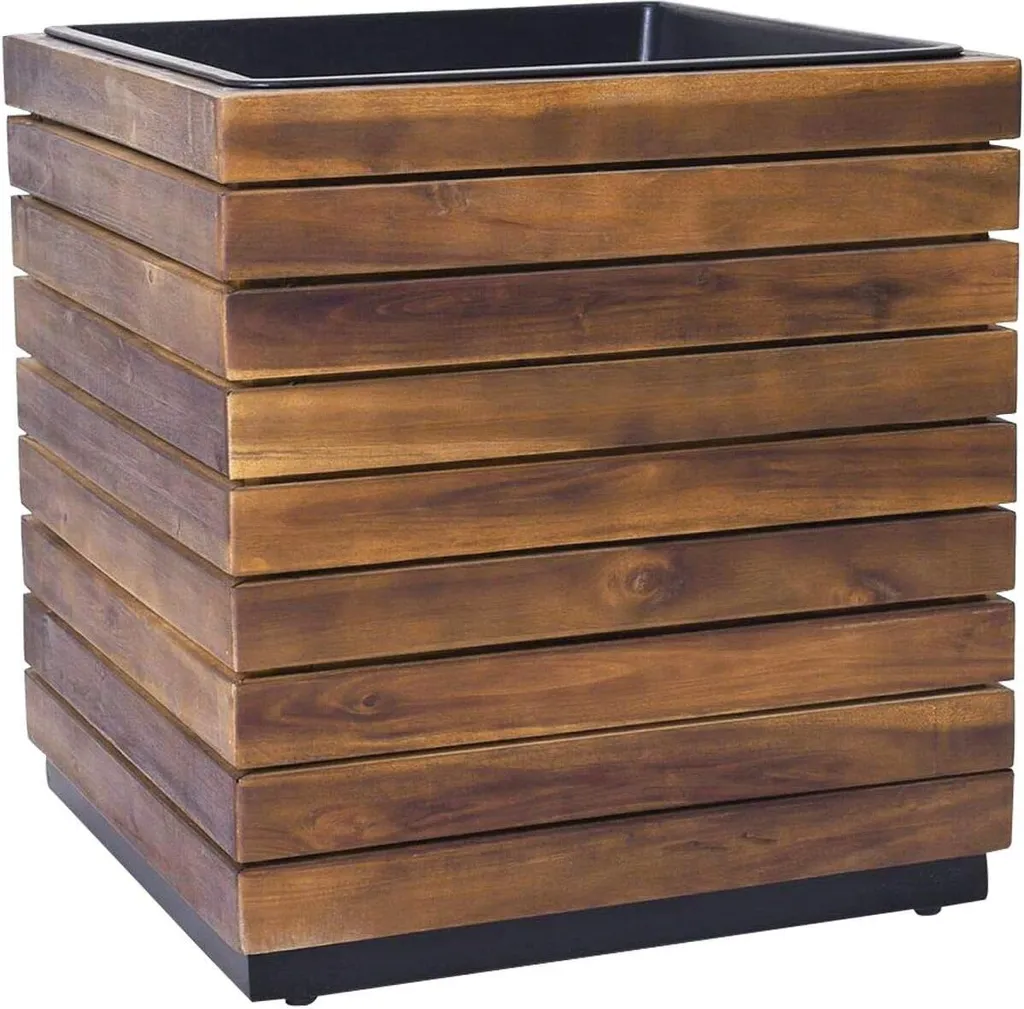 VIVANNO BLOCK Bac à plantes en bois d'acacia marron rayé 43x43x46 cm