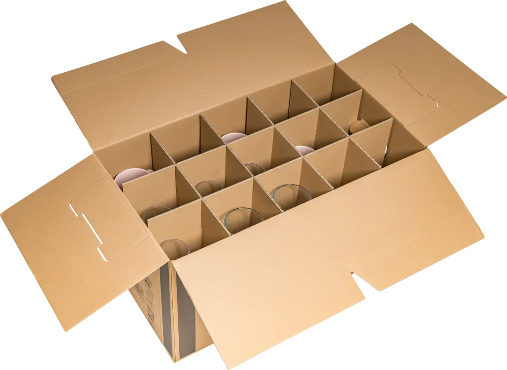 BB-Verpackungen Gläserkarton 30 Fächer | Umzugskarton Für Gläser, Tassen & Flaschen | Stabil & Stapelbar | 40 Kg Tragkraft