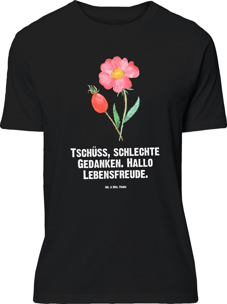 Mr. & Mrs. Panda Größe XL T-Shirt Blume Hagebutte - Schwarz - Geschenk, mit Spruch, Tshirt, Lebensfreude, Schlechte Gedanken, Shirt, Garten
