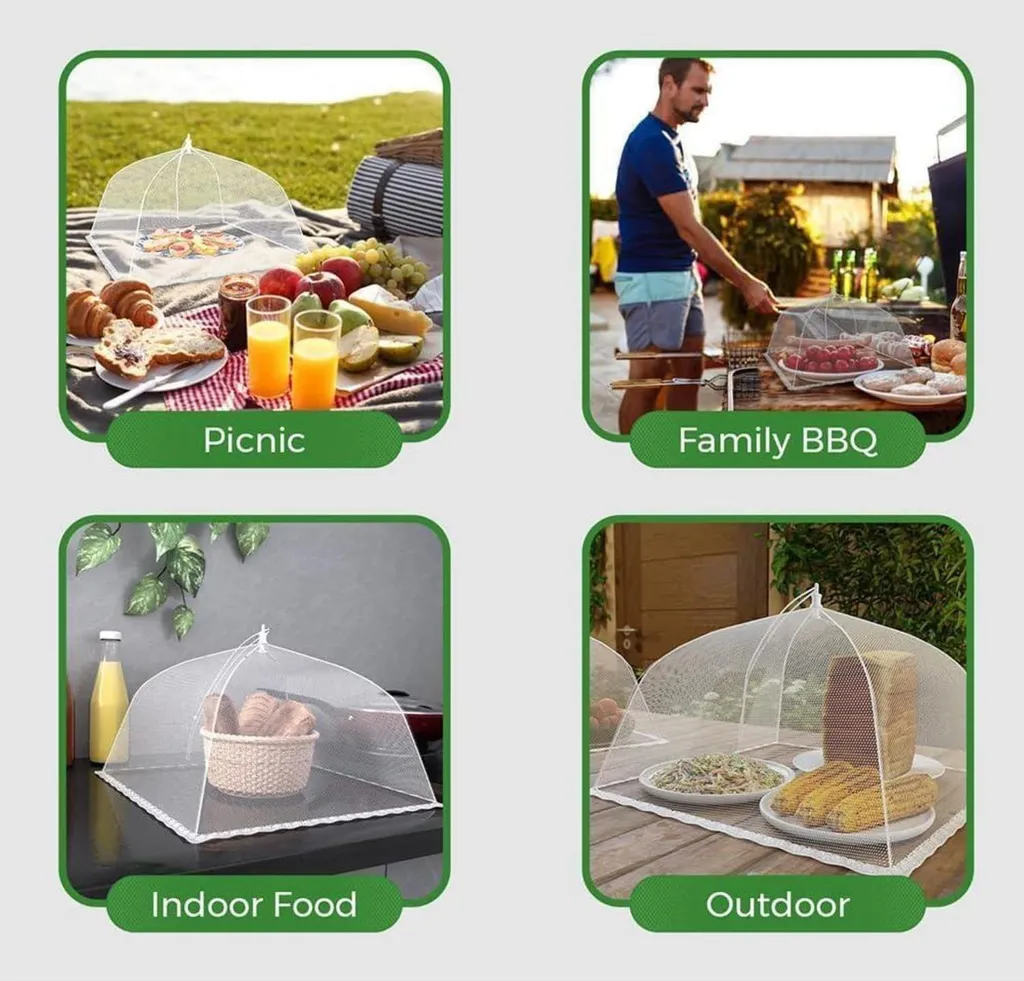 Roysmart Mesh Housse Protection Mouches - Lot de 2 Cloches Aliments BBQ - 6
