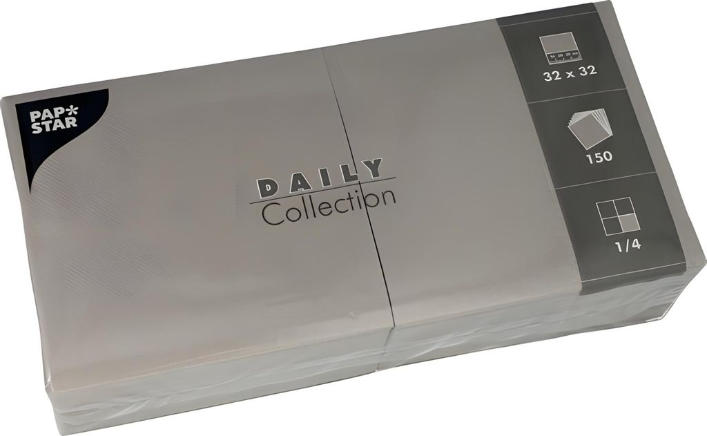 PAPSTAR Servietten 320 x 320 mm 3-lagig grau 150 Stück