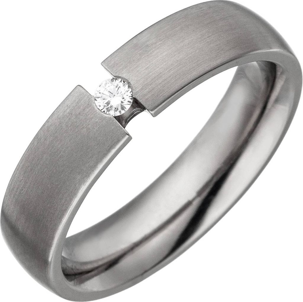 Gr. 54 Partner Ring aus Titan 1 Diamant Brillant 0,05ct. Produktbild 