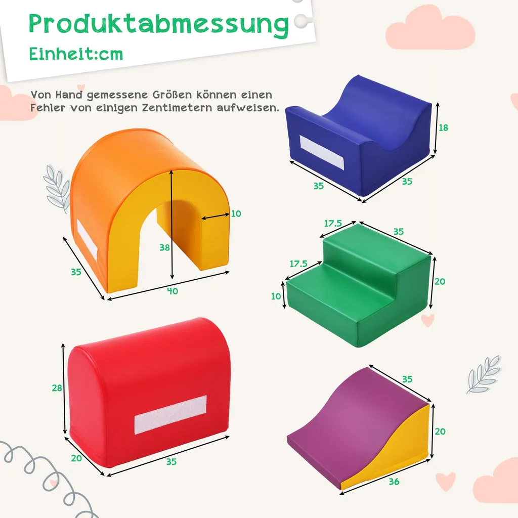 Modules d'escalade en mousse pour bébé - Parcours de motricité 5 pcs - 7