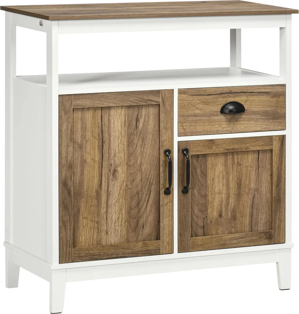 Petit buffet de rangement pour bureau ou salon bicolore 2 portes 1 tiroir