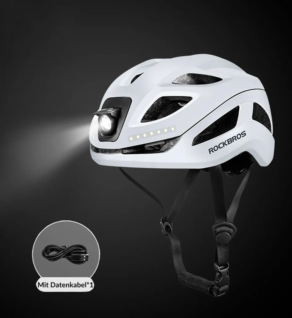 Casque de vélo urbain avec éclairage intégré sécurité cycliste 57-61 cm