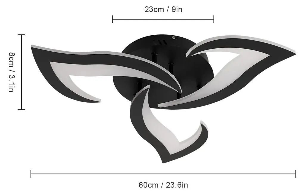 Plafonnier LED Noir 40W Forme Fleur - Éclairage Fixe Blanc Chaud - 2