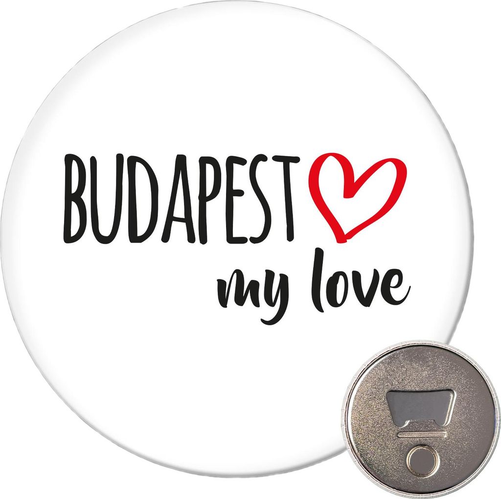 Huuraa Magnet Budapest my love 59mm Kühlschrankmagnet rund Flaschenöffner Geschenkidee