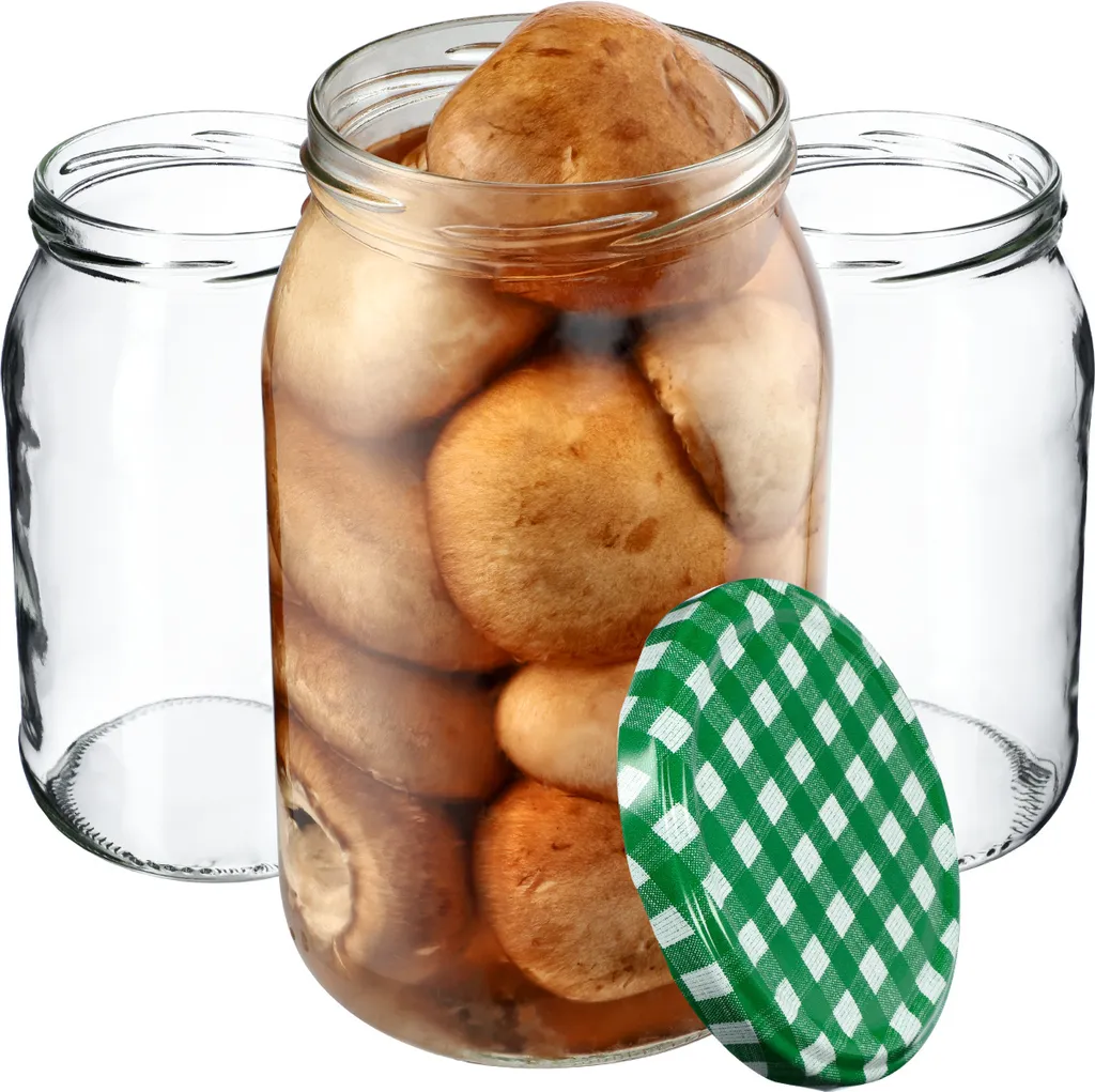 KADAX barattoli per conserve 900 ml, barattoli per conserve con coperchio a vite, barattoli per conserve utilizzabili come barattoli per marmellata, barattoli per la conservazione, barattoli per conserve (24 pezzi, verde a scacchi) - 13