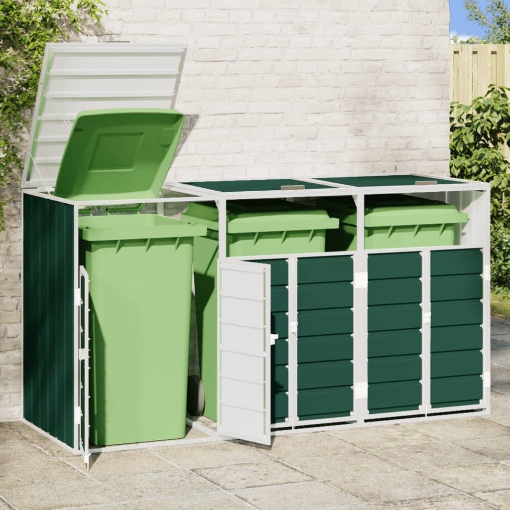 vidaXL Odpadkový box na 3 tony zelený 216x81x115 cm oceľ Obrázok produktu 7