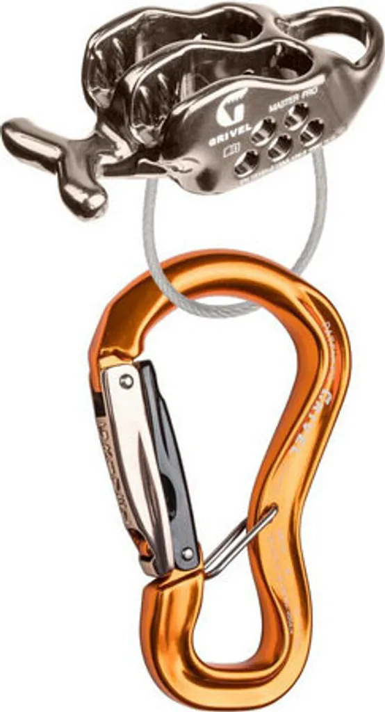 Dispositif d'assurage Grivel Master Pro avec mousqueton captif