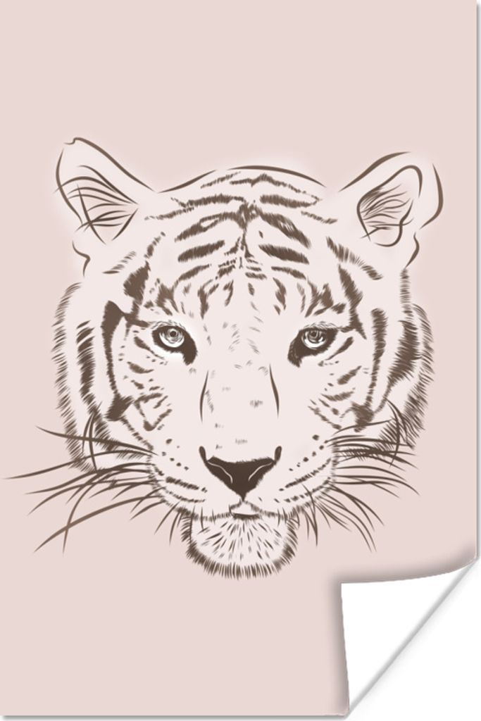 MuchoWow Poster Tiger - Zeichnung - Junge 80x120 cm - Papierdruck