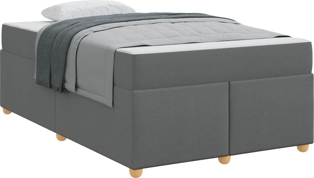 vidaXL Bettrahmen mit Matratze Dunkelgrau 120 x 200 cm Stoff