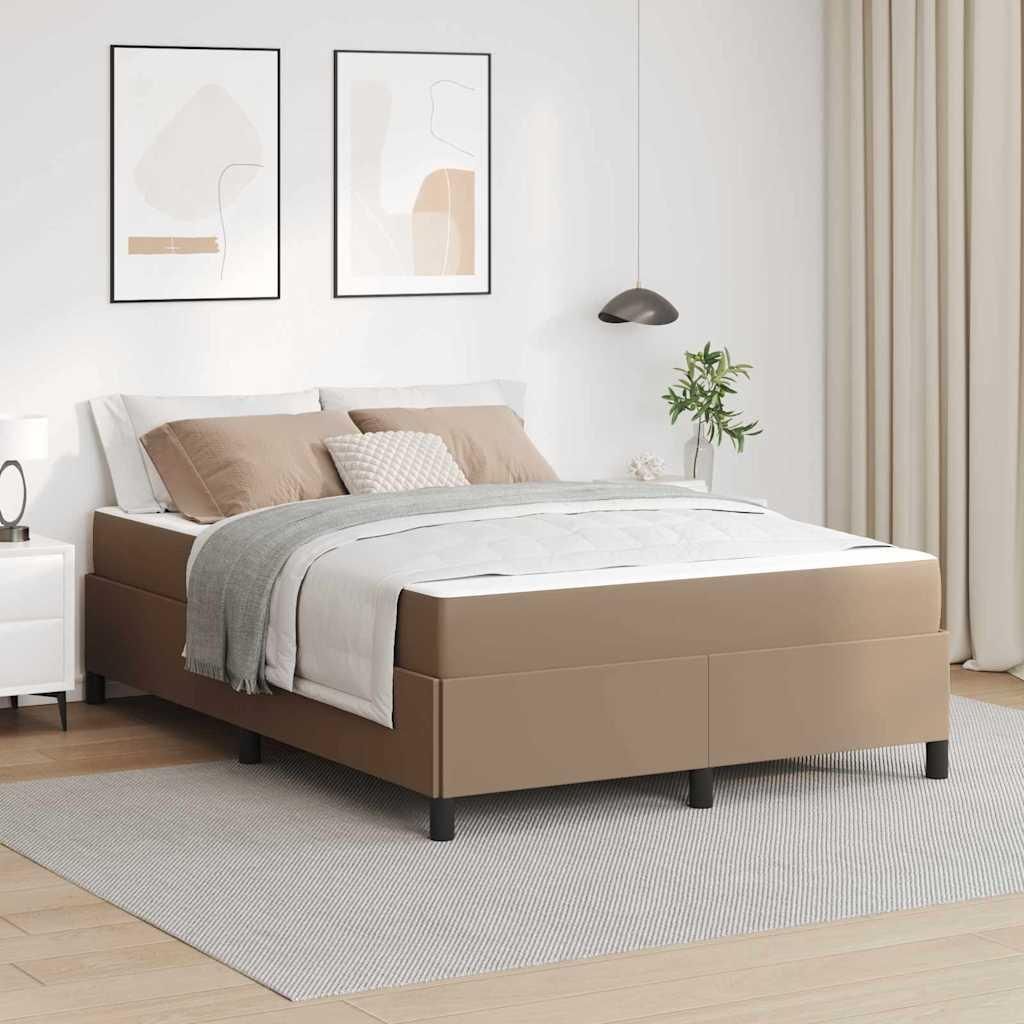 Möbel Bettgestell mit Matratze Cappuccino 140 x 190 cm Kunstleder - Klassische Betten 3399003