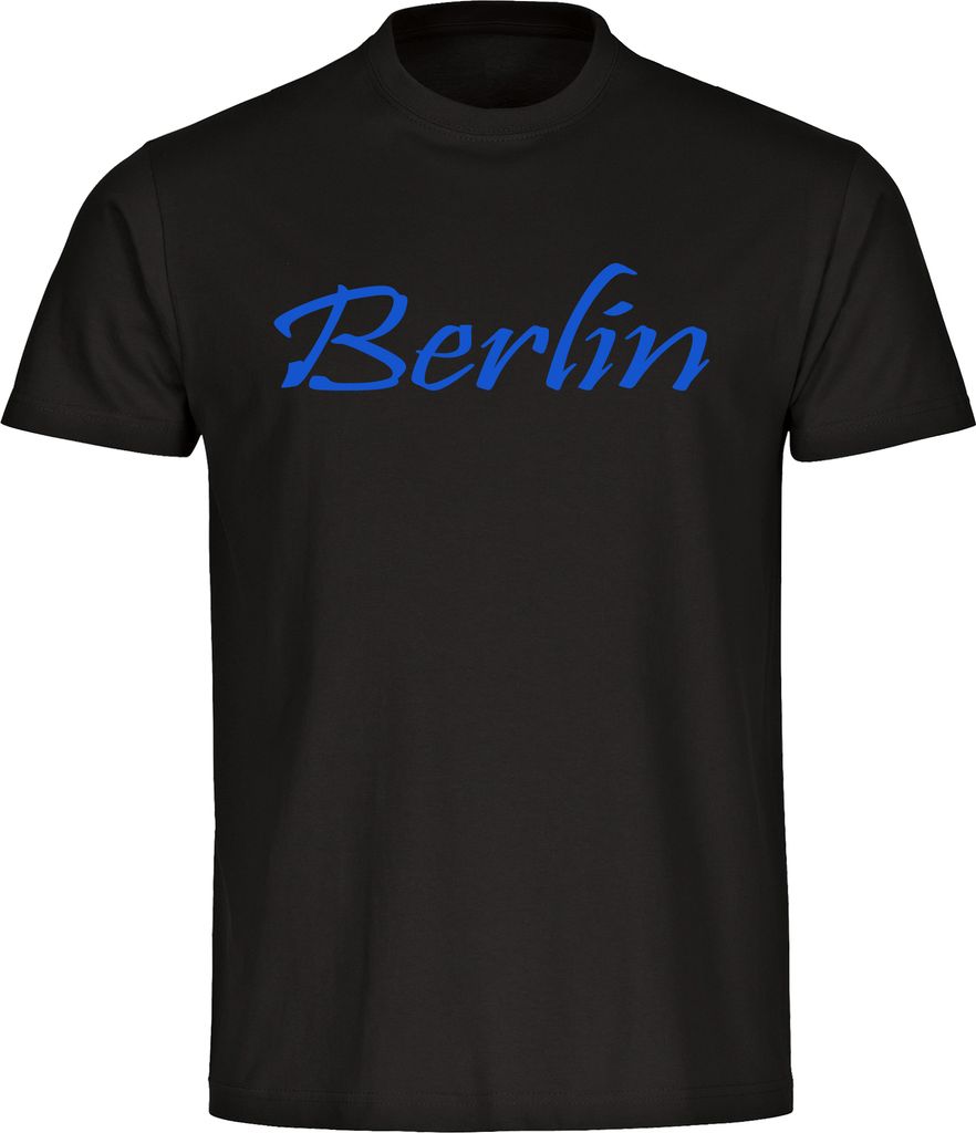 multifanshop Herren T-Shirt - Berlin blau - Schriftzug, schwarz, Größe L